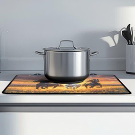 Ctsgobvahy Horse Printed Stove Cover for Electric Stove, Stove Top Cover for Glass Top, Scratch-Resistant Flat Top Oven Cover,Foldable Cooktop Cover Top Protector