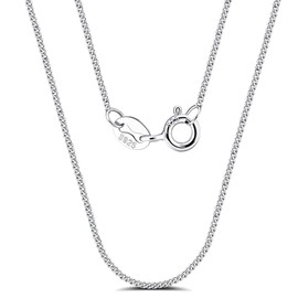 EPHSUNA 925 Sterling Silver 1 mm Curb 16" 18" 20" 22" 24" 26" 28" 30" Inch Chain Necklace (28)