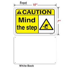 2 pack Caution Mind Your Step Signs 10 x 7 Inches Watch Step Signs Reflective Aluminum Anti UV Protected Metal Sign Waterproof and Durable Ink Easy to Install Indoor & Outdoor Use