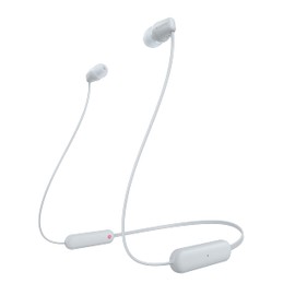 Sony kabellose WI-C100 In-Ear-Kopfhörer (bis zu 25 Stunden Akkulaufzeit, optimiert für Sprachassistenten, integriertes Mikrofon für Telefonate, Bluetooth), Weiß, klein