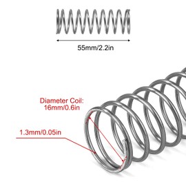GUNGY Compression Spring Stainless Steel Spring Compression Springs 55 mm Wire Diameter 1.3 mm Inner Diameter 16 mm Length 55 mm Maximum Spring Force 1.23 kg Pack of 4