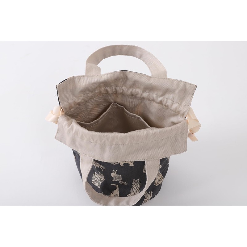DDintex FLORET LONDON Drawstring Pouch, Miao, Gray, φ4.7 x 7.1