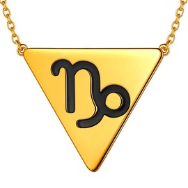 beautlace Capricorn Necklace Horoscope Zodiac Triangle Necklaces 12 Constellation Astrology Charm 18K Gold Plated Pendant for Women Men Jewelry Gift KP0110M