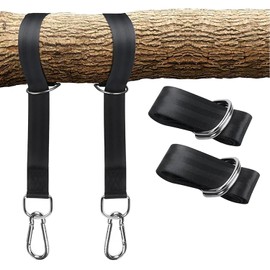 Taeku Schaukel Befestigung, 1 Paar Reißfestem Polyester Hängematte Aufhängung Hängesessel Befestigung Kabelzug Aufhängung Bänder mit 2 Karabinern für Fitness Camping Picknick Outdoor (50CM)