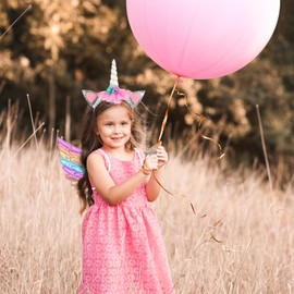 HONMOK HONMOK 3 Stück Einhorn Kostüm Mädchen Lila Einhorn Kinder Prinzessin Set Einhorn Haarreif Regenbogen Tutu Rock mit Einhornsflügel Unicorn Cosplay Kostüme für Karneval Fasching Kindergeburtstag