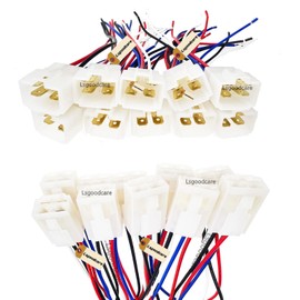 Lsgoodcare 20Pcs 6.3MM 4 Pin Electrical Automotive Wire Connector Kits Auto 4Way Male Female Socket Plug Terminal with 18Awg 5.9 In Wire for Motorcycle Car