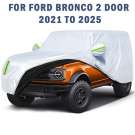 JIEREPU Full Car Cover for Ford Bronco 2 Door 2021 to 2025 - Custom Fit, Heavy-Duty Waterproof Outdoor Cars Cover with Storage Bag, UV Resistant, Windproof, All-Season Protection