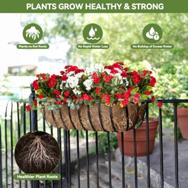 HAOVZRI 24" Coco Coir Liners for Planters 2 Pcs, Natural Coconut Fiber Half-Moon Shape Coco, Liners for Window Boxes Liners, Wall Basket Planters, Railing Hanging Baskets, Garden Planter Baskets