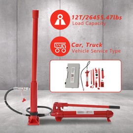 PIAOCAIYIN 12 Ton Porta Power Kit, Power Tool Set, Heavy Duty Porta Power Hydraulic Jack Repair Kit, Frame Repair Power Tools Lift Ram, 26455.47lbs Lifting Capacity for Automotive, Construction