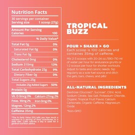 Tailwind Nutrition Cafeína Endurance Fuel Tropical Buzz 30 Servicios