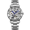 Alienwork IK Automatic Watch Men Women Skeleton Glass Base, Silver/silver/silver