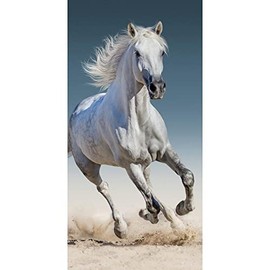 Bath Towel 70 x 140 cm Cotton Bath Towel White Horse
