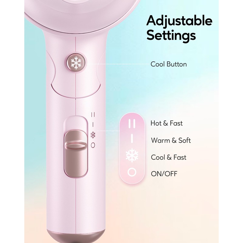 Wavytalk Blow Dryer with Diffuser, Mini Hair Dryer with Folding