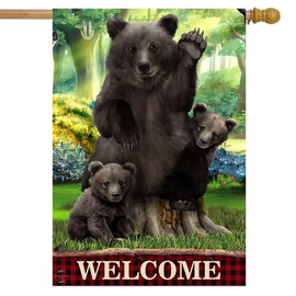 Black Bear Welcome Summer House Flag 40" x 28" Briarwood Lane