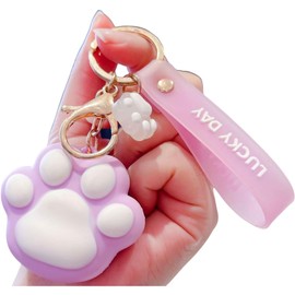 Plus Nao Plus Nao Key Chain Key Ring Bag Charm for Women Women Key Charm Paw Animal Tags Plump Stylish - Purple, purple