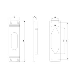 Beschläge Hamburg Art Deco SM 216-820 DAS Sliding Door Fitting for Sliding Doors with Handle Shell 1 Piece in Dark Antique Steel