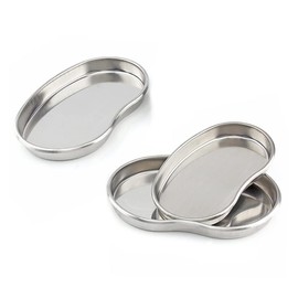 3 Pieces Stainless Steel Kidney Tray, Graduated Metal Emesis Basin, Reusable Kidney Bean Shaped Bowl Bowl, Dental Lab Instrument, Surgical Tray for Medical Waste