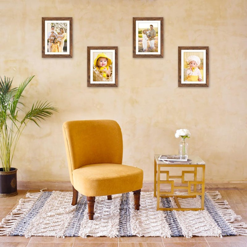 SNXJWA Brown 5x7 Picture Frame with Mat for 4x6 Display,