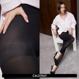 100 DEN OPAQUE MEDIUM SUPPORT FOOTLESS TIGHTS | FACTOR 8 SUPPORT AND SHAPER FOOTLESS TIGHTS | S, M, L, XL | BLACK | ITALIAN HOSIERY (XL)