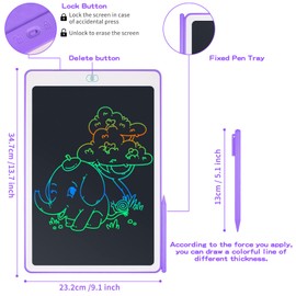 Coozlon LCD Writing Tablet for Kids, 15 Inch Erasable LCD Drawing Tablet for Kids with Lock Function Drawing Board for Doodle Drawing and Memo Lists,Free Animal Cartoon Stickers, Orchid