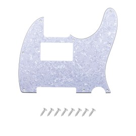 DIAO79NI 8 Hole Humbucker Tele Pickguard HH Scratch Plate for Fender American/Mexican Standard Telecaster Modern Style Electric Guitar, White Pearl, 4ply.