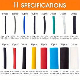 580 Heat Shrink Tubing per Box, 6 Colours, 11 Sizes Heat Shrink Wrap Tube Kit with Storage Case, Ideal for Electrical Insulation, Repairs, Wire Connectors, Perfect for DIY, Professional Use