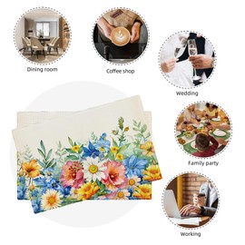 Floral Placemats Set of 6 Wildflowers Daisies Roses Lilies Violets Table Mats Washable Place Mats for Home Party Kitchen Indoor Outdoor Restaurants 12''x18''
