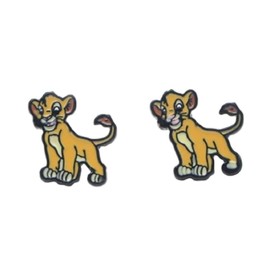 Cartoon Lion Simba Metal Enamel Filled Stud Earrings