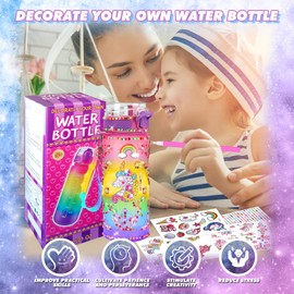 PUWOWYE Unicorn Gifts for Girls 5 6 7 8 9 10 Years, Drinking Bottle Craft Set Children from 6 8 10 11 Years DIY Water Bottle Craft Diamond Painting Children Birthday Toy Girls 4-12 Years
