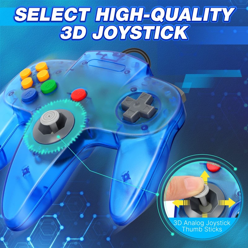 2 Pack USB N64 Controller, FISUPER Wired USB Gamepad Joystick