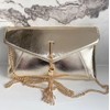 LeahWard Evening Clutch Purse, Chain Strap, Tassel Detail, Envelope Design
