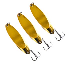 Fishing Lure Spoons Bass Trout Lures Kit Zinc Alloy Fishing Jig Spoon Sequins Spinner Baits Weight 0.18oz/0.25oz/0.36oz/0.5oz/0.64oz/0.74oz/0.99oz/1.24oz for Saltwater Freshwater Gold 14g 5pcs