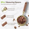 8 Pcs Golden Stainless Steel Measuring Cups and Spoons Set,Wooden