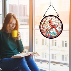 Macorner Acrylic Window Hanging Suncatcher Ornament, Christmas Memorial Gifts for Family Members, Sympathy Gifts for Loss of Loved One, Bereavement Gifts Ideas, Cardinal Gifts for Woman