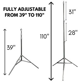 Glide Gear L Stand 50 - Stainless Steel Lighting Stand for Video and Photography Spring Cushioned Heavy Duty Tripod Stand 9.5ft