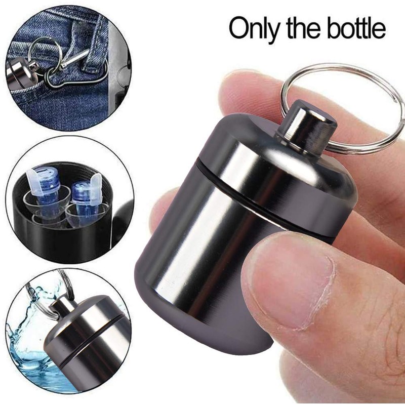 Pill Keychain Holder- Small Pill Box Waterproof Pills Fob Organizer