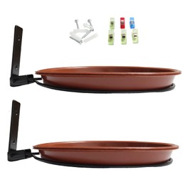 Molyorch 2 Pieces Bird Bath, Winterproof, Bird Feeder Balcony Railing, Bird Bath, Standing, Bird Feeder Balcony Railing, Round with Wall Mount, for Yard, Lawn, Balcony