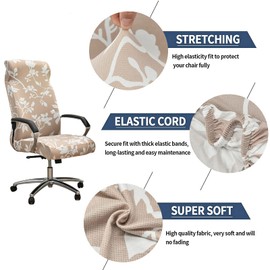 Stretch Office Chair Cover with Zipper Printed Computer Chair Cover for Armrest Chair Universal Removable Spandex Rotating Boss Chair Slipcovers Soft Desk Chair Seat Protector for Dogs, Cats (L, 11)
