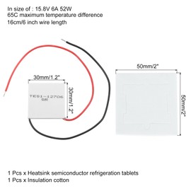 QUARKZMAN TES1-12706 Semiconductor Cooling Tablets 15.8V 6A 52W Heatsink Thermoelectric Cooler Cooling Plate Module 30 x 30 mm