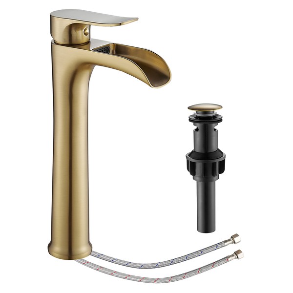 Vessel Sink Faucet,YUNDOOM Brushed Nickel Bathroom Faucet,Single Hole Bathroom Sink