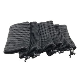 ZCZQC 6pcs Cell Phone Nylon Mesh Drawstring Pouch Bags Black Mesh Mobile Phone Data Cable Charger Storage Pouch Bag Portable Organizer