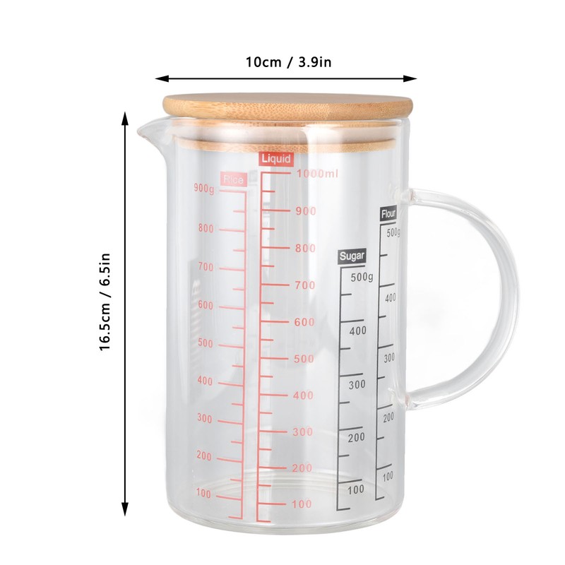 Glass Measuring Cup V Shaped Nozzle Clear Scale Comfortable Grip