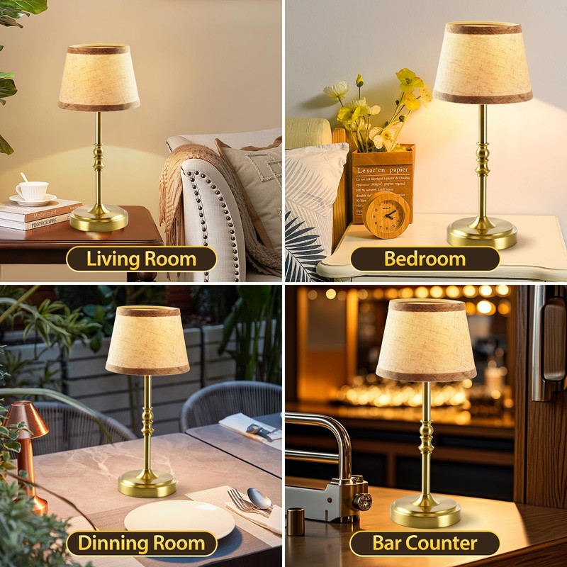 NOVCAND Cordless Table Lamp with Dimmer, Built-in Rechargeable Battery Powered