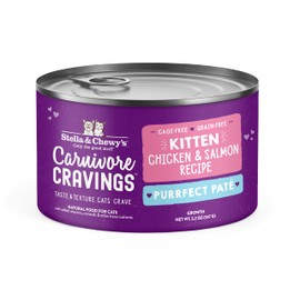 Stella & Chewy's Carnivore Cravings Purrfect Pate Cans – Grain Free, Protein Rich Wet Cat Food – Cage-Free Chicken & Salmon Kitten Recipe – (5.2 Ounce Cans, Case of 24)