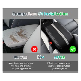 GAFAT MG 4 EV MG4 Electric 2023 2024 2025 Centre Armrest Cover, MG 4 2023 Centre Console Armrest Protection, MG4 XPower Cover, PU Microfibre Leather Padding, MG4 Accessories (Grey-White)