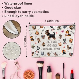 Pet Makeup Bag-Just A Girl Who Loves Yorkshire Terrier-Watercolor Puppy Print-Canvas Zipper Makeup Bag,Cosmetic Pouch,Makeup Organizer For Travel Or Daily Use-Gift For Women Daughter,Pet Lovers-A06