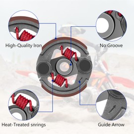 Tunejoy Pocket Bike Clutch with 2 Springs Motorcycle Clutch Pad Iron for 2-Stroke 43cc 47cc 49cc Mini Moto ATV Quad Dirt Bike No Groove Red