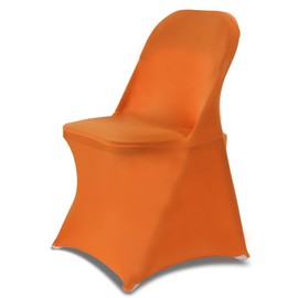HAINARverS Folding Chair Covers for Wedding, 10pcs Stretch Spandex Washable Fabric Chair Cover, Decoration Chair Cover for Wedding, Party, Banquet, Birthday, Conference, Event（Orange, 10 PCS）