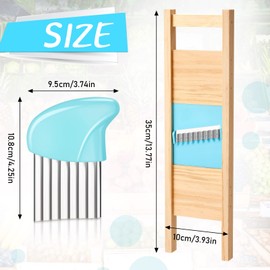 2 Pcs Wave Waffle Cutter and Crinkle Cutter Set Waffle Fry Cutter Potato Cutter Stainless Steel Potato French Fry Cutter Slicer Crinkle Choppers Potato Lattice Maker for Kitchen Tools (Blue)