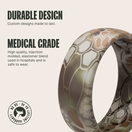 Groove Life Kryptek Highlander Camo Silicone Ring Breathable Rubber Wedding Rings for Men, Lifetime Coverage, Unique Design, Comfort Fit Ring - Size 8